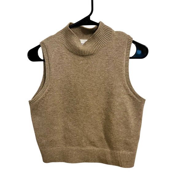 Stitches + Stripes Cropped Mock Neck Sweater Vest Small - Picture 2 of 7